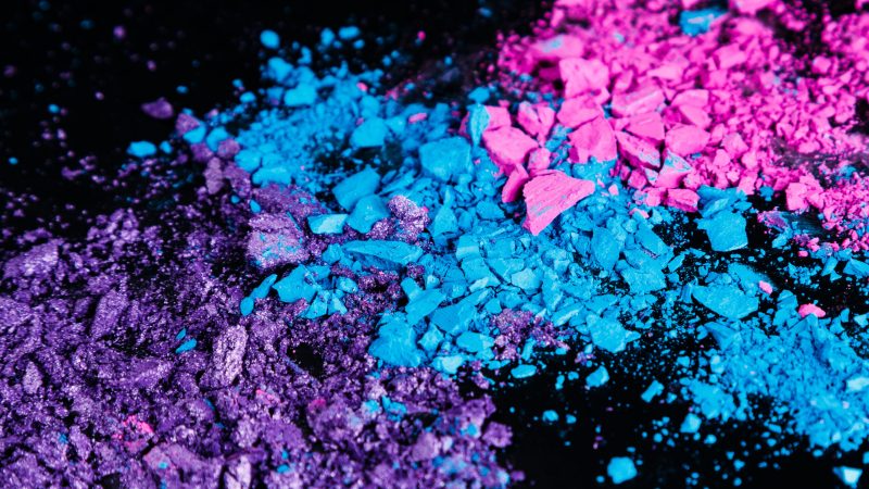 Close up of crushed eye shadows